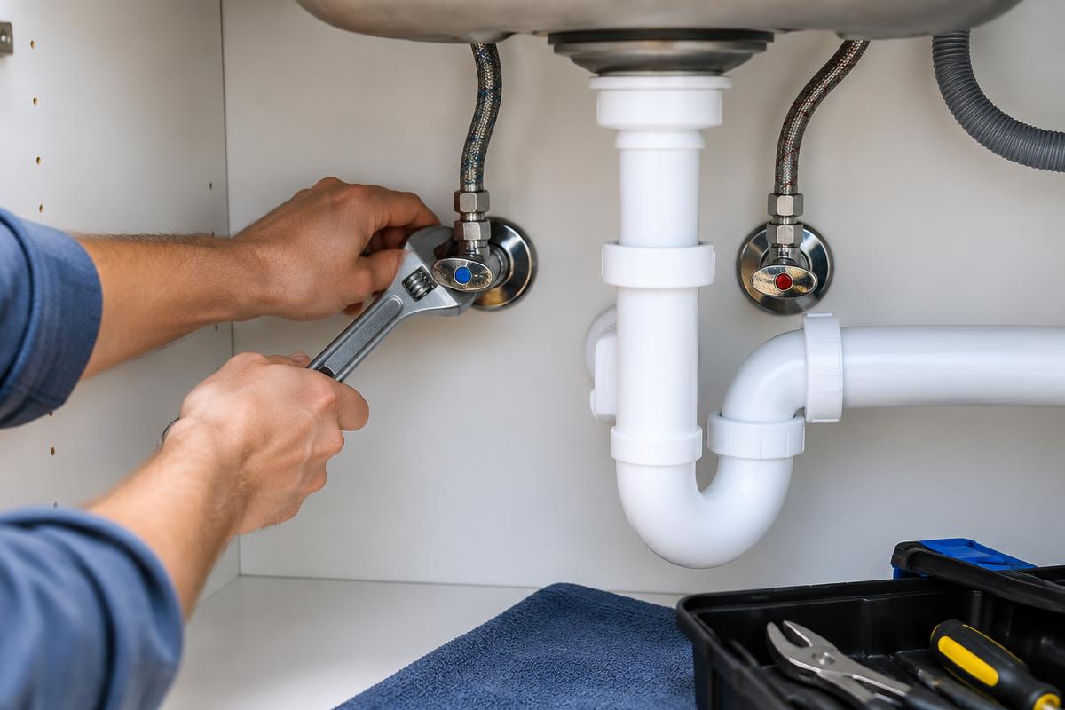 Checking a toilet tank safely.